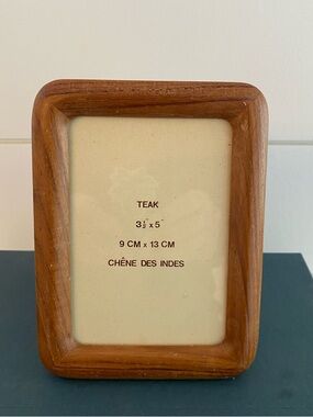 Mid-Century Modern Solid Teak Tabletop Picture Frame Art Deco Glass Insert MCM